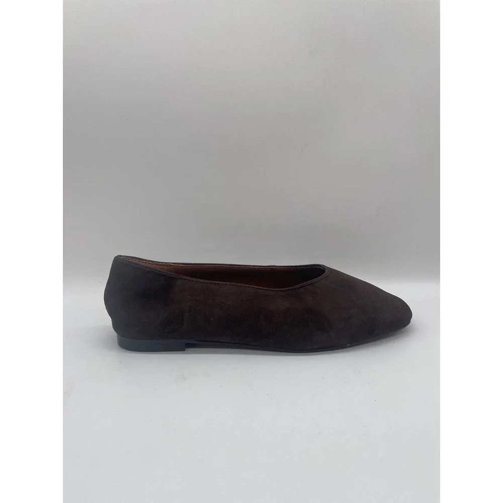NEW Madewell Mylie Ballet Flat Women 7.5 Brown Suede Square Toe NX064 - Picture 2 of 10